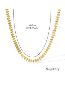 1pc Stainless Steel Fashion Versatile Personalized Geometric Chain Necklace Jewelry For Women, Suitable For Daily Wear And Holiday Gifts - Yellow Gold - View 5
