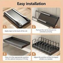 Estante para utensilios de cocina de 10 piezas para debajo del armario con 8 estantes ajustables, estante para ollas extensible, estante de almacenamiento de cocina, estante para ollas incorporado debajo del fregadero, estante de almacenamiento de utensilios de cocina ajustable, ahorra espacio. - Ver 8