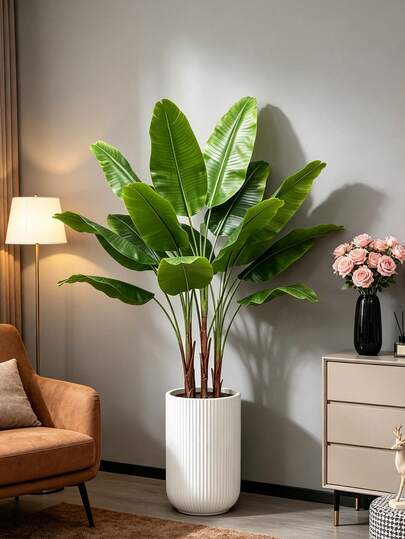 Kmitang 75cm Fake Bird Of Paradise Artificial Banana Plants Tropical Palm Tree Plastic Monstera Plant Faux Canna Trees Leaves Green False Strelitzia For Home Garden Party Wedding Decor Without Pot 1pc