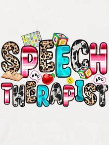 Speech Language Pathologist T-Shirt, Occupational Therapy Alphabet Print T-Shirt, Speech Therapy T-Shirt, Gift For Speech Therapist, Speech Therapist T-Shirt, Retro Loose-Fit T-S - White - View 3