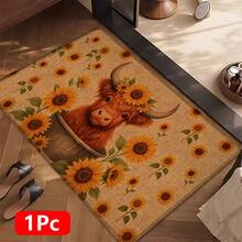 1pc, Home Decor, Highland Cow Pattern Print, Linen Kitchen Rug, Kitchen Mat, Floor Mat, Bathroom Mat, Door Mat, 3D Print Rectangular, Suitable For Living Room, Bedroom, Hallway, Bathroom, Laundry Room - Polyester Rug, Suitable For Indoor And Outdoor Home Decor - Multicolor - View 14