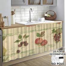 1pc, Home Decor, Fruit Pattern Printed Table Skirt, Kitchen Small Curtain, Kitchen Cabinet Cover, With Curtain Holes, Easy To Hang, Rectangular, Machine Woven, Machine Washable, Kitchen Decoration And Accessories, Perfect For Kitchen Cabinets And Home Decor - Multicolor - View 2