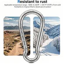 8 Pcs Heavy Duty Carabiner Clips 304 Stainless Steel 1360lbs 2 36 Inch D Ring Snap Hook For Gym Pet Leashes Camping Car Farm - 8PCS 304 Stainless Steel Clips - View 3