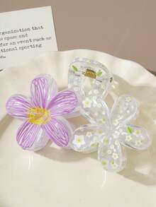 1pc/6pcs Creative Graffiti Flower Hair Clip, Sweet Style Half-Up Hair Claw, Fashion Versatile Hairstyle Accessory, Perfect Gift For Best Friend And Girlfriend - Multicolor - View 9