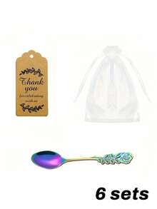 Customize 6 Sets Of Rose Tea Spoon Gift Sets, Including Cards, Spoons, And Gauze Bags, Hotel Wedding Desktop Gifts, Suitable For Restaurants, Weddings, Birthdays, And Graduation Parties - Multicolor - View 9