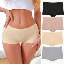 Bragas sin costuras para mujer, Boxers deportivos, ropa interior femenina de Color sólido, calzoncillos cómodos, lencería acogedora, calzoncillos íntimos S-XL - Albaricoque - Ver 4