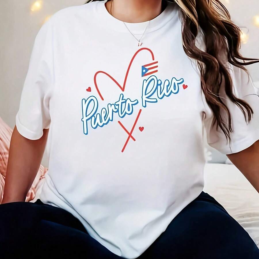 I Love Puerto Rico Shirt Puerto RiC An F Lag Pride T EE Heavyweight T-Shirt - Made Of Thick And Breathable Pure Cotton, Durable And Comfortable. It Has A Natural Leisure Ste, - 白色 - 查看 1
