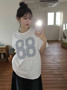 Short Sleeve T-Shirt For Women, Summer Fashion, Versatile, Loose Fitting, Round Neck Top - White - View 2