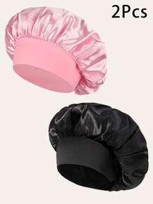 Awegeo 1/2/4/6/8pcs Women Satin Bonnet Caps, Solid Color Comfortable Home Hair Care Hats - Multicolor - View 21