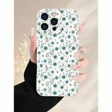 1PC, Cute Mint Green Tiny Ditsy Floral Flower Leaf Aesthetic White Pattern Phone Case, Suitable For 17/16/15/14/13/12/11 (Pro/Pro Max)And Galaxy S26/S25/S24 Plus/S23/S22/S21 Ultra, It Features A Classic Creative Design With TPU Material For Camera Shock Protection, Creative And Stylish Design, Suitable For Men And Women, A Gift For Friends, Family, Boyfriend, Girlfriend - Weiss - Übersicht 2