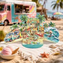 Kartu Pesta Pantai Pop-Up 3D dengan Amplop, Desain Pemandangan Selancar dan Pohon Palem, Dekorasi Pesta, Sempurna untuk Hadiah Ulang Tahun, Undangan Pesta, Hadiah Liburan, Hadiah untuk Teman dan Keluarga - Kartu Pesta Pantai - View 3