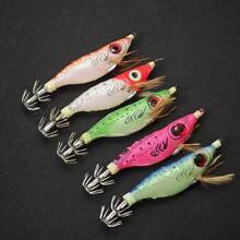 Avlcoaky 5pcs/Set Nightglow Fishing Shrimp Shrimp Squid Hook Lure Sea Fishing Luminous Squid Jig Set - Multicolor - View 6