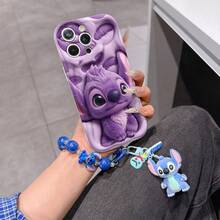 Disney Has Authorized, Phone Case - Chain Set, The Stitch Lilo & Stitch 3D Phone Case Plus A Silicone 3D Stitch Bracelet With Metallic Ring Removable Bracelet, Stitch And Angel Pattern, Compatible With Iphone17/16/15/14/13/12/11/XS/XR/X Plus Pro Max, A Stylish Cartoon Phone Case, The Perfect Gift Choice, Phone Protection, Durable Phone Cover, Great Gift For Friends And Family. - trắng - Xem 2