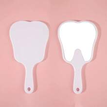 1pc 8.5*16cm New Handheld Makeup Mirror Cute Tooth-Shaped Beauty Mirror, High-Definition Small Mirror For Dental Clinic And Outpatient Use, Convenient Handle Flat Mirror - Multicolor - View 6