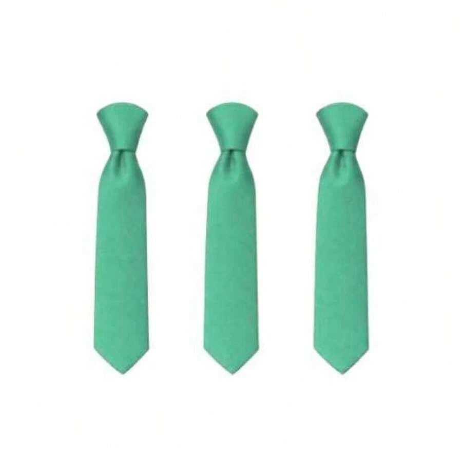 Set Of 3 Light Gray Ties For Groomsmen, Weddings, And Events - Verde - Ver 1