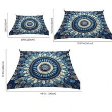 1 pieza Toldo de dosel con estampado de mandala bohemio, vela de sombra con patrón de pavo real azul y dorado, poliéster ligero, decoración para fiestas, jardín exterior, decoración de patio, playa, camping y picnic - Aventura de sombra al aire libre (poste no incluido). - Multicolor - Ver 3