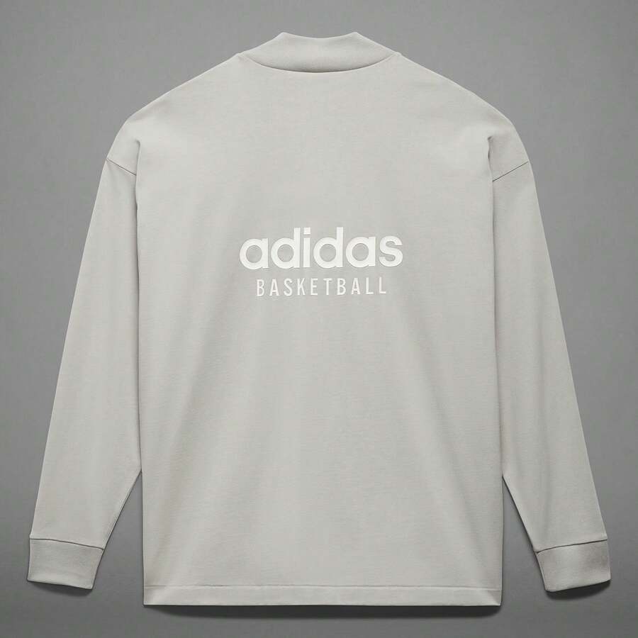 Adidas Men's Minimalist Letter Print Sports Long Sleeve T-Shirt, Versatile - Light Grey - View 1