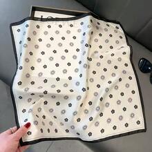 1pc Lightweight, Soft And Fresh Style Square Scarf - Suitable For Daily Outings, Shopping, Light Neck Styling, And Versatile Fashion Combinations - Black and White - View 6