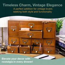 Apothecary Style Drawer Organizer, 12 Drawers For Tea Bags And Herbs - Brown - View 5