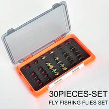 30Piece Bait Set-Dry Wet Flies/Midge/Nymphs/Fly Fishing Lures, For Bass/Trout/Carp-3 Different Styles Fly Fling Lures-With Flies Box-Size#10 - Multicolor - View 2