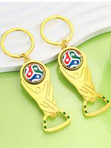 1pc Summer Carnival Essential World Cup Bottle Opener, Keychain With Exquisite Casting And Outstanding Texture, Durable For Repeated Opening Without Deformation Or Fading. Classic Trophy Shape With Rotatable Soccer Ball Detail, Combining Collection And Play Value. Compact And Portable Keychain Design, Space-Saving Storage, Convenient For Carrying. Perfect For Home Gatherings, Watching Game Parties, Fan Parties, Soccer Parties. - Multicolor - View 5