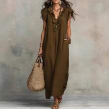 2026 European And American Spring And Summer New Bohemian Flying Sleeves And Ground Length - Olive Green - View 2
