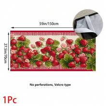 1pc, Home Decor, Strawberry Pattern Printed Table Skirt, Kitchen Small Curtain, Kitchen Cabinet Cover, With Curtain Holes, Easy To Hang, Rectangular, Machine Woven, Machine Washable, Kitchen Decoration And Accessories, Perfect For Kitchen Cabinets And Home Decor - Multicolor - View 12