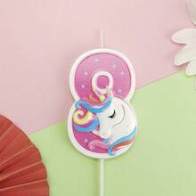 HIBIRTH 1pc Cartoon Unicorn Pink Number Candle Cake Decoration Creative 0-9 Candles Birthday Party Celebration Baking Topper - View 14