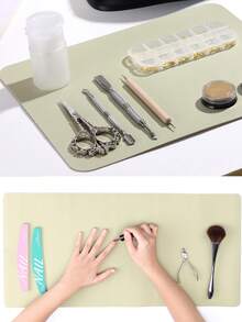 2 Pieces Set Washable Nail Table Mat & Foldable Desk Mat - Soft PU Leather Nail Armrest Cushion, Suitable For Nail Salons, Studios, And Home DIY Use (24*30cm + 30*60cm) - Multicolor - View 11
