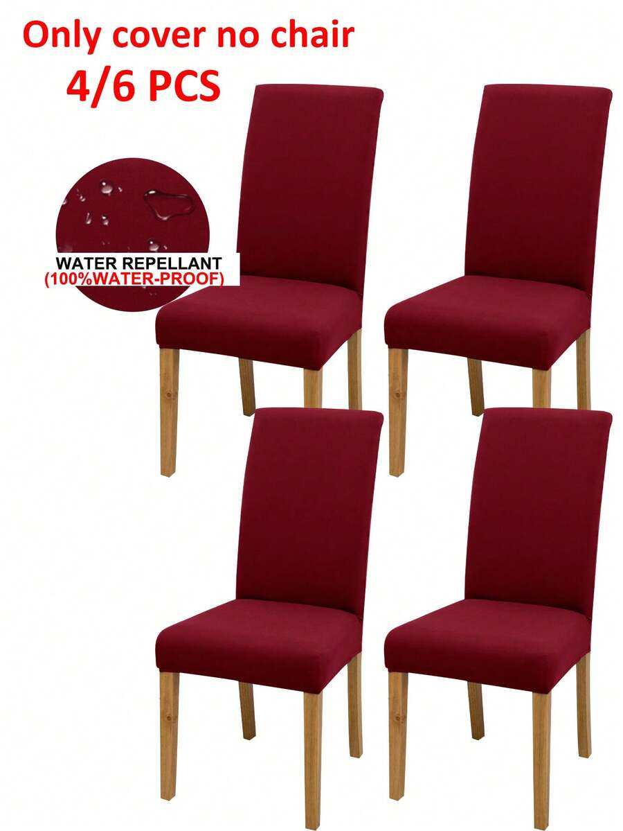 4pcs/6pcs/Set Solid Color Splash-Proof Chair Cover, Modern Minimalist Polyester Elastic Dining Chair Cover, Suitable For Wedding, Restaurant, Office, Party, All Seasons