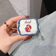 Disney La Sirenita Ariel Funda Floral para AirPods Lindo Estuche Transparente a Prueba de Golpes con Llavero Compatible con AirPods 1/2/3/4 y Pro/Pro 2ª Generación Adecuado para Nuevos AirPods Pro 3 Regalos de Navidad para la Novia. - Transparente - Ver 3