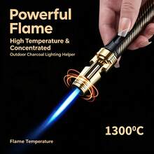 Handheld Jet Flame Torch, Windproof Lighter For Cigar, Baking, Moxibustion And BBQ, Without Battery - 金色 - 查看 1