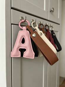 1PC PU Leather Letter A Keychain, DIY Alphabet Pendant, Bag Luggage Tag, Minimalist Key Ring, Personalized Charm, Gift For Women - Multicolor - View 9