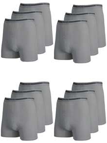 Men's Multi-Pack Stretch Cotton Boxer Briefs (Sizes, S-2XL) - Heather Grey x9 - View 1