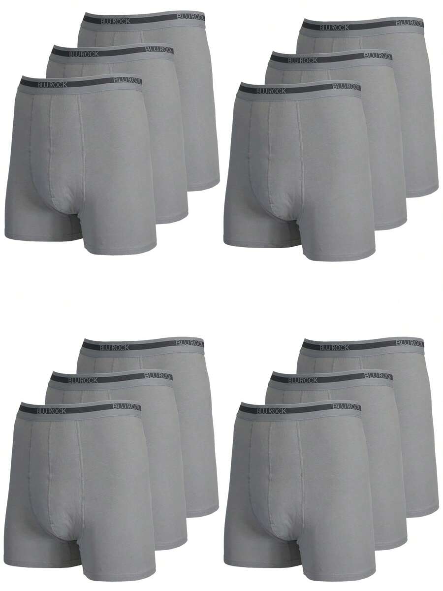Men's Multi-Pack Stretch Cotton Boxer Briefs (Sizes, S-2XL) - Heather Grey x9 - View 1