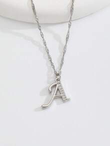 1 dây chuyền mặt chữ cái A-Z đính đá Cubic Zirconia bạc phong cách Y2K tối giản cho nữ và bé gái, dây xích xương quai xanh thanh mảnh lấp lánh, trang sức đeo hàng ngày làm quà tặng - Bạc - Xem 2