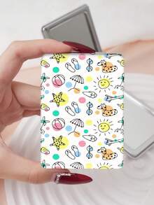 1PC Cartoon Graffiti Series Portable Vanity Mirror, Foldable Lightweight Ultra-Thin Convenient Hand Mirror, Durable PU Leather, Suitable For Multiple Scenes And All People, Rectangular Small Mirror, Pocket Mirror, Ocean Tropical Print Butterfly Pattern Design, Exquisite And Delicate, Foldable Structure, Durable And Reliable, Shockproof, Easy To Carry, Handheld Makeup Mirror, 180° Flip Cover, Multifunctional Mini Mirror - Multicolor - View 18