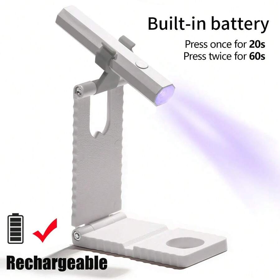 Lámpara de Uñas YIKOOLIN Mini UV para Curado de Uñas de Gel, Lámpara LED para Esmalte de Gel, Secador de Uñas USB para Curado Rápido - Conjunto blanco - Ver 1