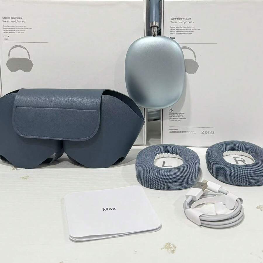 MAXPRO5 Premium Over-Ear Headphones With Detachable Magnetic Earcups, Bluetooth, Hi-Fi Sound | Includes Carrying Case & USB-C Cable For Father's Day - Blue - View 1