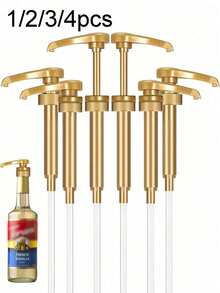 1/2/3/4pcs Coffee Syrup Dispenser, Anti-Drip Jam And Syrup Pump Dispenser, Suitable For Syrup Bottles, Cooking Oil, Hand Soap, Bathroom Cleaner, Home And Coffee Bar Organization, Coffee Bar Accessories - Multicolor - View 2
