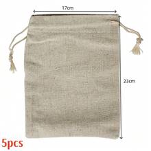 5, 10pcs/paquete Bolsas de lino fino con cordón, Bolsas de lino duraderas con cordón, Múltiples tamaños y modelos, Bolsas de almacenamiento de lona para joyas, piezas pequeñas sueltas, cuentas DIY, piezas pequeñas hechas a mano - Café integral - Ver 11