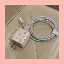5 piezas Protector de cable de datos con forma de flor/cereza, carga rápida 20W para Apple 15 Pro Max, 14, 13, 12, 11, funda blanda, mejor opción para regalo de amigos - Rosa - Ver 3