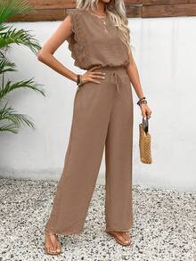 Set Of Short Shorts With Elegant And Exclusive Lace - Khaki - View 5