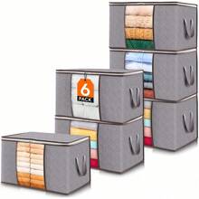 6 Pack Clothes Storage, Foldable Storage And Organization, Storage Bins With Lids, Blanket Storage , Closet Storage With Reinforced Handles For Clothing, Bedding. - View 9