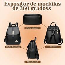 Mochila Mujer Gran Capacidad Impermeable Escolar - Negro - Ver 3