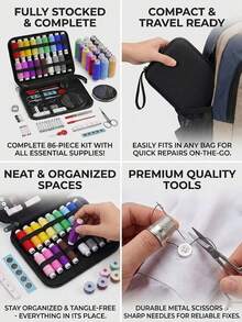 1 Set Portable Sewing Kit - Includes Thread Spool Storage Box, Repair Tools, Needle Threader And Hand Sewing Supplies. Suitable For Valentine's Day, Wedding Season, Mother's Day, Father's Day And Birthday Occasions. - Multicolor - View 6