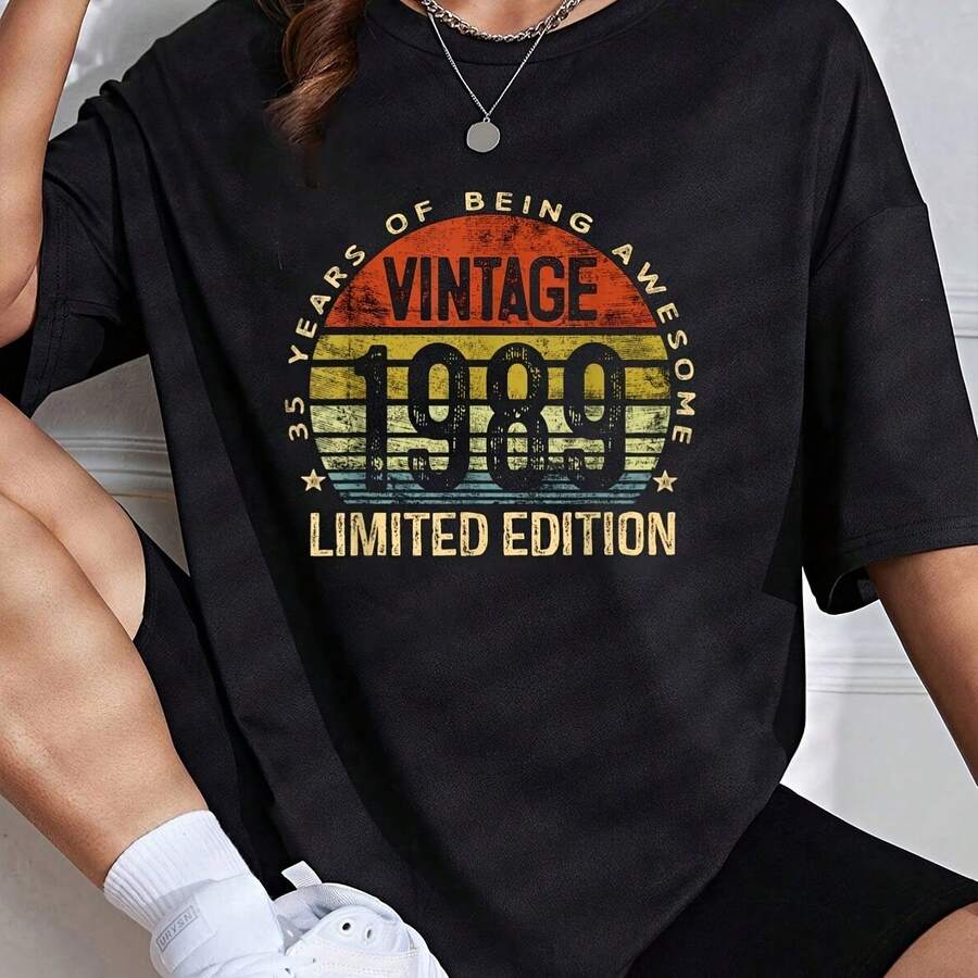 35 Year Old Gif Vintage 989 Limited Edition 35th Birthday T-Shirt - Negro - Ver 1