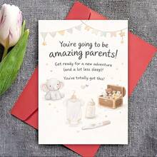 1/2 Sets Cute Elephant Greeting Card With Envelope, New Parents Greeting Card, Pregnancy Announcement Congrats Card, Baby Shower Gift - Multicolor - View 3