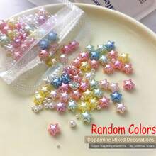 50 piezas Encantos de uñas de estrella de perla 3D Kawaii Y2K, lindos diamantes de imitación de estrella de colores mixtos para manicura DIY, decoraciones de arte de uñas brillantes para uñas, manualidades de resina, fundas de teléfono & fabricación de joyas, suministros de uñas dulces y geniales para mujeres y niñas - Multicolor - Ver 9