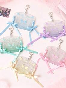 1 個橫式 PVC 卡套，學生 3 英吋緞帶保護套，追星小卡展示吊飾組 - 彩色 - 查看 3